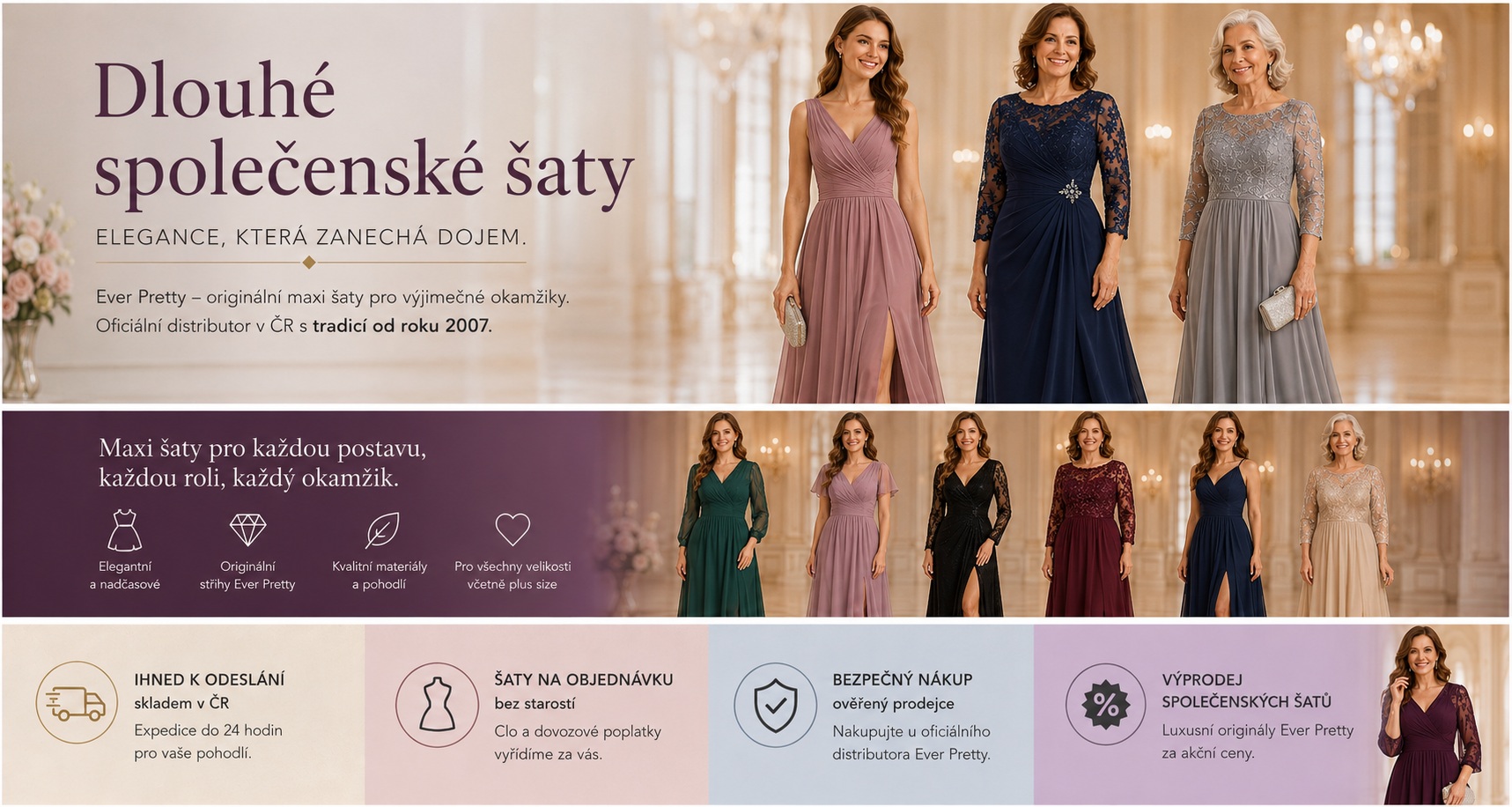 Dlouhé společenské šaty MODION distibutor značky Ever Pretty